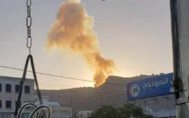 פיצוץ מסתורי בצנאע שבתימן (צילום: רשתות ערביות)