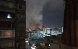 הפיצוץ בביירות, מבט מרחוק (צילום: רשתות חברתיות ערביות)
