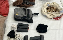 כלי הנשק שנתפסו בפשיטה (צילום: דוברות המשטרה)