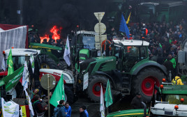 מחאת החקלאים (צילום: REUTERS/Yves Herman)
