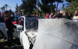 תקיפת רכב באזור צידון בלבנון (צילום: רשתות חברתיות ערביות)