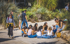סטודנטים בקמפוס של האוניברסיטה העברית בירושלים, למצולמים אין קשר לנאמר בכתבה (צילום: אוליבייה פיטוסי פלאש 90 )