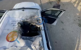 רכב הסיוע שהופצץ בעזה (צילום: רשתות ערביות)