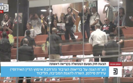 משפחות חטופים במליאת הכנסת (צילום: צילום מסך)
