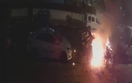 פיצוץ רכב בנתניה (צילום: מצלמות אבטחה)