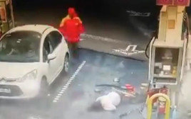שחקנה השיכור של אסטודיאנטס הארגנטינית מתנגש בתחנת דלק וכמעט הורג אישה (צילום: צילום מסך, מתוך הרשתות החברתיות)