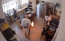 השף רון יוחננוב במהלך הפיצוץ של הברנר (צילום: צילום מסך)