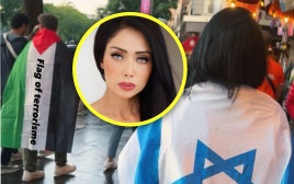 ניקול ראידמן מתעמתת עם תומך פרו פלסטין (צילום: צילום מסך אינסטגרם,אלמוג גבאי)