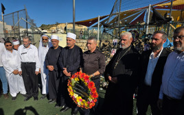 רבנים, אימאמים וכמרים בתפילה משותפת במג'דל שמס  (צילום: המרכז הבין דתי אור תורה)