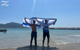 תום ראובני אלוף אולימפי לצד גל פרידמן, פריז 2024 (צילום: הוועד האולימפי בישראל, הוועד האולימפי בישראל)