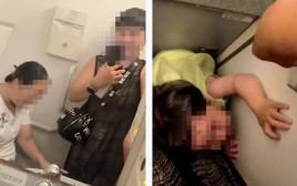 נעלו פעוטה בשירותי המטוס כדי להשתיק אותה (צילום: רשתות חברתיות)