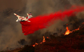 מטוס כיבוי בשריפות שבקליפורניה (צילום: REUTERS)
