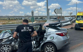 תאונת דרכים בכביש 65 סמוך לעפולה (צילום: דוברות המשטרה)