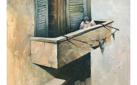 Woman on balcony (צילום: איור אריה למדן)