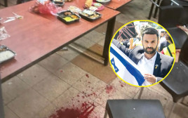 יוסף חדאד והתיעוד מחדר האוכל בו נפל הכטב"מ (צילום: צילום מסך אינסטגרם,מרים אלסטר פלאש 90)