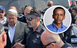 איתמר בן גביר ודני לוי בזירת הפיגוע בכביש 4, ברהנו טגניה (צילום: מעריב אונליין,דוברות המשטרה)