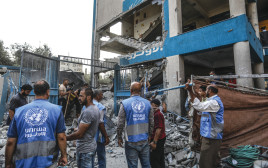 בבית ספר של האו"ם (אונרא) במחנה נוסייראת (צילום: עבד רחים חטיב, פלאש 90)