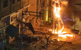 שריפה כתוצאה משברי יירוט, רמת גן (צילום: רשתות חברתיות, שימוש לפי סעיף 27 א')