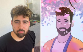 גיא גלבוע דלאל שנחטף במסיבת הנובה, מציאות לצד הנפשה באנימציה  (צילום: חן חפץ ,סטודיו פיקסר)