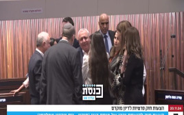 ח"כים מהקואליציה והאופוזיציה מנחמים את איזנקוט (צילום: צילום מסך מתוך ערוץ הכנסת)