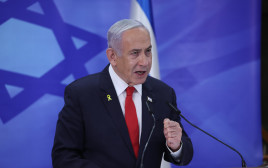 בנימין נתניהו במסיבת העיתונאים (צילום: יונתן זינדל, פלאש 90)