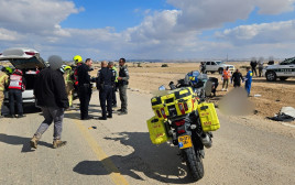 זירת התאונה בבאר שבע (צילום: תיעוד מבצעי מד"א)