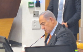 ראש הממשלה בנימין נתניהו בבית המשפט בעניבה כתומה (צילום: לירן וינשטיין, סרוגים)