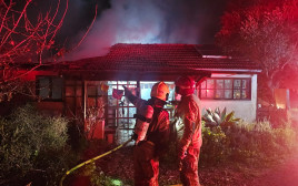 השריפה שפרצה ביישוב כליל (צילום: דוברות כבאות והצלה לישראל מחוז חוף)