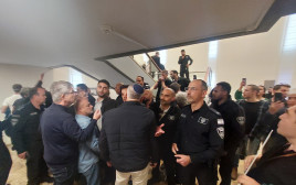 אנשי משמר הכנסת חוסמים משפחות שכולות ממועצת אוקטובר (צילום: מרק ישראל סלם)