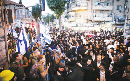 המחאה בעד גיוס חרדים במאה שערים (צילום: חיים גולדברג פלאש 90)