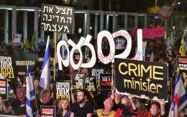 הפגנה נגד הממשלה בהבימה (צילום: אבשלום ששוני)