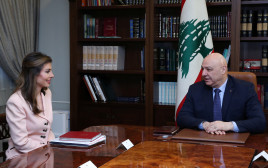 מורגן אורטגוס, ג'וזף עוואן (צילום: Lebanese Presidency Press Office/Handout via REUTERS)