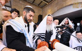 אלי-ה כהן במעמד ברכת הכהנים בכותל (צילום:  הקרן למורשת הכותל המערבי)