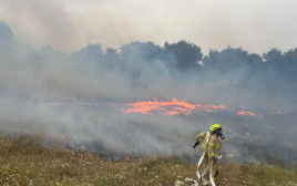 השריפות במחוז החוף, אזור חדרה (צילום: כבאות והצלה מחוז חוף)