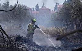 פעולות כיבוי בשריפות בהרי ירושלים (צילום: אבשלום ששוני)