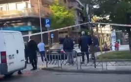 זירת פיצוץ הכספומט בסלוניקי (צילום: צילום מסך יוטיוב)