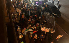 הםגנות פרו פלסטיניות באוניברסיטת קולומביה (צילום: טום רוזנצווייג)