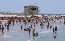 שבת בשמש. חוף מציצים בתל אביב (צילום: אבשלום ששוני)