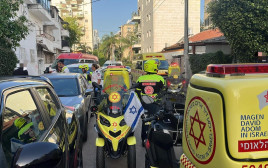 אישה בת 40 נהרגה כשנפגעה ממשאית בפתח תקווה (צילום: דוברות מד"א)