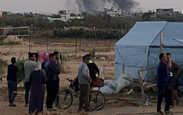 תקיפה בחאן יונס (צילום: רשתות ערביות)