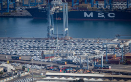 רכבים בנמל חיפה (צילום: יונתן זינדל, פלאש 90)