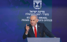 בנימין נתניהו במסיבת העיתונאים לאחר פסיקת בג"צ (צילום: פול אלכס קולומויסקי)