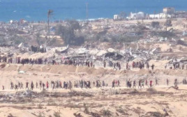 תור לחלוקת סיוע הומניטרי (צילום: שימוש לפי סעיף 27א')