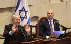 בנימין נתניהו בנאום במליאת הכנסת (צילום: מרק ישראל סלם)