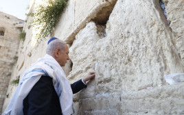 בנימין נתניהו בכותל (צילום: זיו קורן)