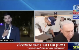 דובר הליכוד עומר דוסטרי אצל אברי גלעד ויאיר שרקי (צילום: צילום מסך חדשות 12)