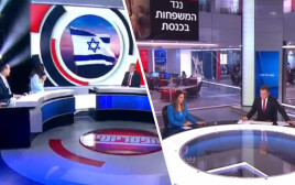 אולפן חדשות 12, ערוץ 14 (צילום: צילום מסך חדשות 12,ערוץ 14)