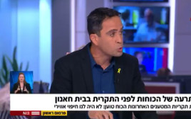 אלמוג בוקר באולפן חדשות 12 (צילום: צילום מסך N12)