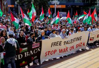 הפגנה פרו פלסטינית, ניו זילנד (צילום:  רויטרס)