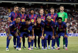 שחקני ברצלונה (צילום: Gettyimages)